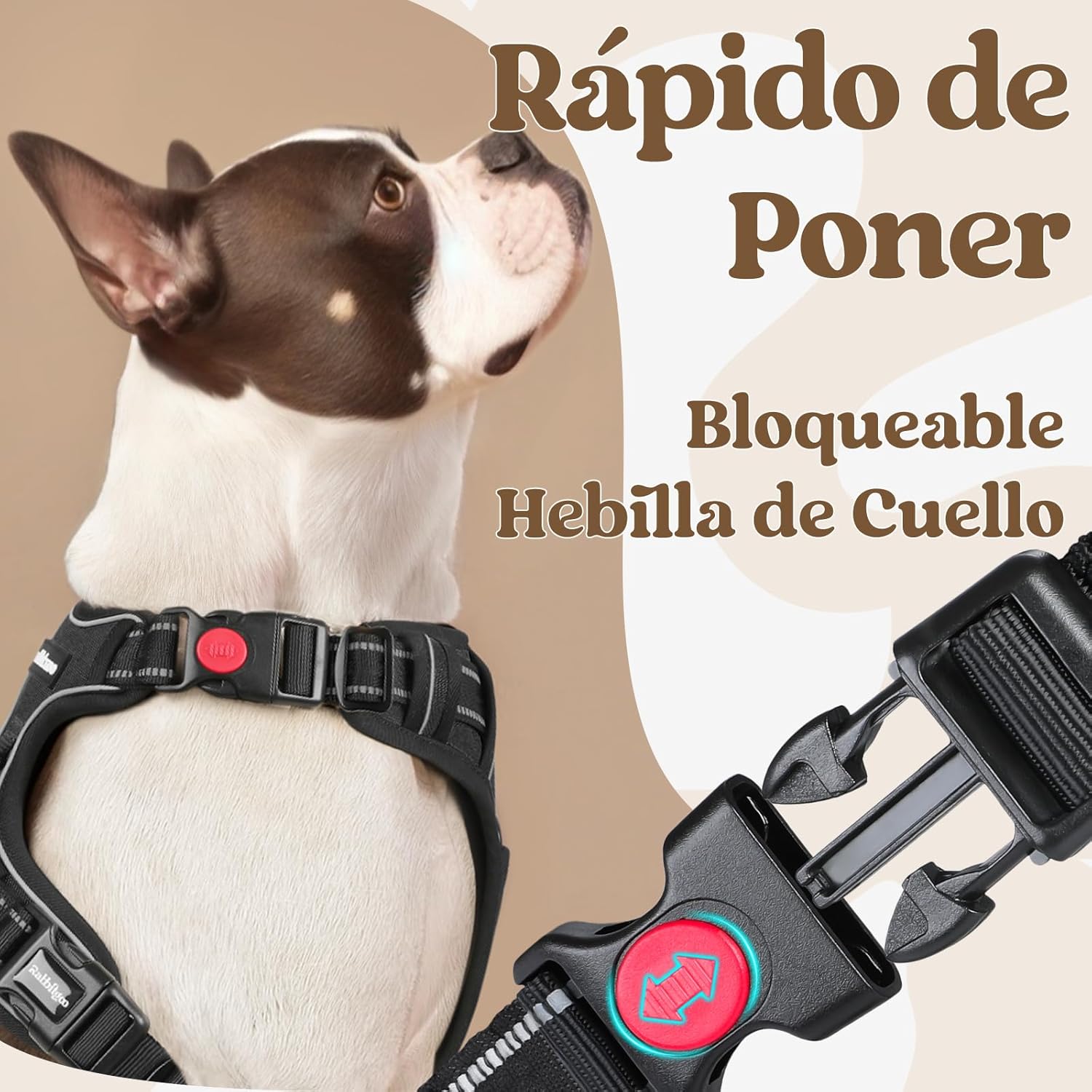 rabbitgoo arnes perro mediano con 3 hebillas rabbitgoo arnes perro mediano con 3 hebillas